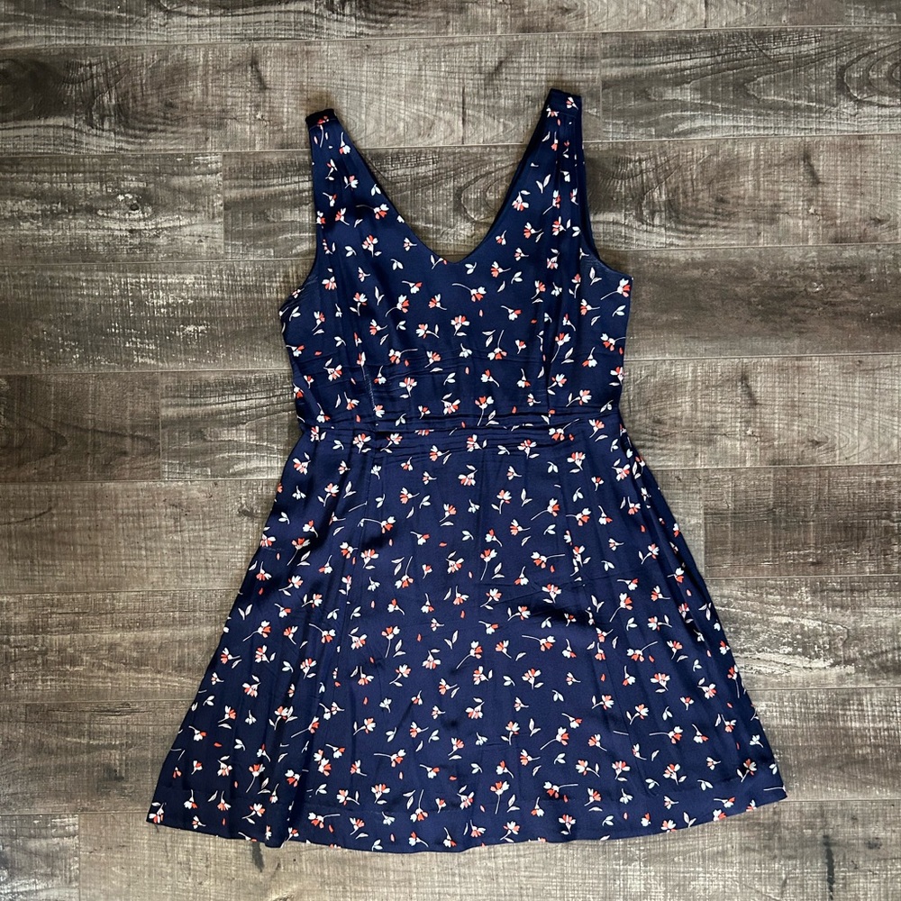 Draper James V-Neck Sleeveless Love‎ Circle Floral Dress Navy Size 14